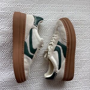 Green and White Steve Madden Platform Sneakers